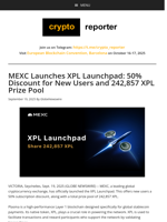 MEXC Launches XPL Launchpad: 50% Discount for New Users and 242,857 XPL Prize Pool