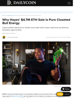Why Hayes’ $4.7M ETH Sale Is Pure Closeted Bull Energy - DailyCoin