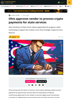 Ohio Approves Vendor For Crypto Payments For State Fees