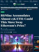 BitMine Accumulates Almost 15K ETH: Could This Move Sway Ethereum’s Price? - Crypto Daily