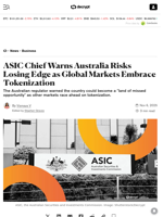 ASIC Chief Warns Australia Risks Losing Edge as Global Markets Embrace Tokenization - Decrypt