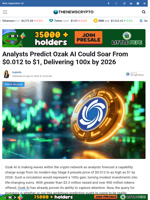 Analysts Predict Ozak AI Could Soar From $0.012 to $1, Delivering 100x by 2026