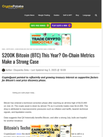 $200K Bitcoin (BTC) This Year? On-Chain Metrics Make a Strong Case