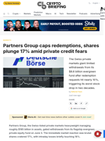 Partners Group caps redemptions, shares plunge 17% amid private credit fears