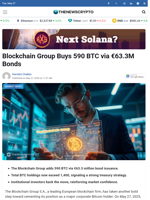 Blockchain Group Buys 590 BTC via €63.3M Bonds - TheNewsCrypto
