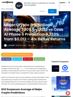 Major Crypto Predictions Average 200% by 2027 vs Ozak AI Phase 6 Prediction 8,233% from $0.012 - 41x Better Returns | Live Bitcoin News