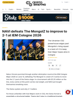 NAVI defeats The MongolZ to improve to 2-1 at IEM Cologne 2026