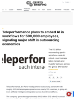 Teleperformance plans to embed AI in workflows for 500,000 employees, signaling major shift in outsourcing economics