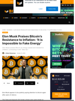 Elon Musk Praises Bitcoin's Resistance To Inflation
