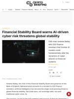 Financial Stability Board warns AI-driven cyber risk threatens global stability