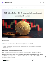 SOL dips below $140 as market sentiment remains bearish
