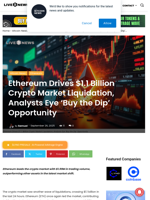 Ethereum Drives $1.1 Billion Crypto Market Liquidation, Analysts Eye 'Buy the Dip' Opportunity | Live Bitcoin News