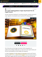 SEC crypto staking guidance win for industry regulations, staked ETH ETF approval