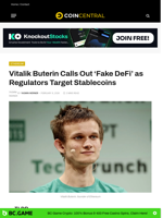 Vitalik Buterin Calls Out ‘Fake DeFi’ as Regulators Target Stablecoins