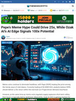 Pepe’s Meme Hype Could Drive 25x, While Ozak AI’s AI Edge Signals 100x Potential
