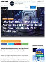 Ethereum News: BitMine Buys Another 110,000 ETH After Market Dip, Now Holds Nearly 3% Of Total Supply | Live Bitcoin News