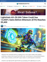 Lightchain AI’s $0.006 Token Could See 13,000% Gains Before Ethereum (ETH) Reaches $5,400