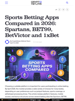 Sports Betting Apps Compared in 2026: Spartans, BET99, BetVictor and 1xBet