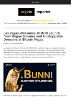 Las Vegas Welcomes .BUNNI Launch from Rogue Bunnies and Unstoppable Domains at Bitcoin Vegas