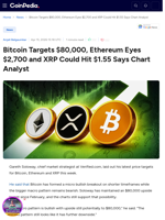 Bitcoin Targets $80,000, Ethereum Eyes $2,700 and XRP Could Hit $1.55 Says Chart Analyst