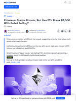 ETH Price Could Hit $3,000, But Retail Selling Puts the Brakes On