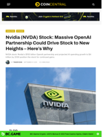Nvidia (NVDA) Stock: Massive OpenAI Partnership Could Drive Stock to New Heights - Here's Why - CoinCentral