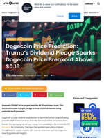 Dogecoin Price Prediction: Trump’s Dividend Pledge Sparks Dogecoin Price Breakout Above $0.18 | Live Bitcoin News