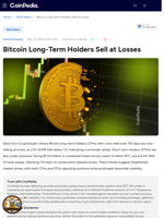 Bitcoin Long-Term Holders Sell at Losses