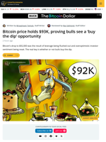 Bitcoin $92K Drop Resets Leverage, Clears Unhealthy Investor Optimism