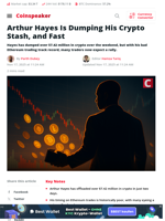 Arthur Hayes Is Dumping His Crypto Stash, and Fast - Coinspeaker
