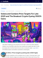 Solana and Cardano Price Targets For Late 2025 and The Breakout Crypto Eyeing 3500% Gains