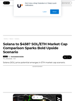 Solana to $458? SOL/ETH Market Cap Comparison Sparks Bold Upside Scenario - U.Today