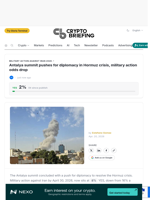 Antalya summit pushes for diplomacy in Hormuz crisis, military action odds drop