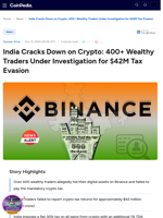 India Cracks Down on Crypto: 400+ Wealthy Traders Under Investigation for $42M Tax Evasion