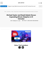 Michael Saylor and Nayib Bukele Discuss Expanding Bitcoin Adoption in El Salvador