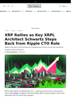 XRP Rallies as Key XRPL Architect Schwartz Steps Back from Ripple CTO Role - 