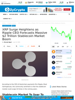 XRP Surge Heightens as Ripple CEO Forecasts Massive $2 Trillion Stablecoin Market Boom ⋆ ZyCrypto