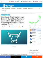 On-Chain Analysis Reveals Bitcoin Bulls Must Remain Above $71,000 or Risk Crashing Hard to $55,500 ⋆ ZyCrypto