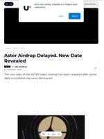 Aster Airdrop Delayed. New Date Revealed - U.Today