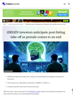 iDEGEN investors anticipate post-listing take off as presale comes to an end - CoinJournal