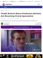 Vitalik Buterin Warns Prediction Markets Are Becoming Overly Speculative