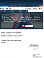 Anthony Scaramucci Wants Trump To 'Get Out Of The Crypto Business' As It's Slowing Down Progress Of Key B - Benzinga