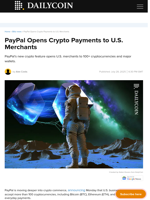 PayPal Opens Crypto Payments to U.S. Merchants - DailyCoin