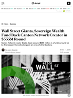 Wall Street Giants, Sovereign Wealth Fund Back Canton Network Creator in $355M Round - Decrypt