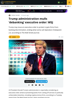 Trump Administration Mulls ‘Debanking’ Executive Order: Report