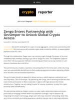 Zengo Enters Partnership with Onramper to Unlock Global Crypto Access