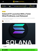 Solana ETF Launches With a Twist: What ProShares Just Released - CoinCentral