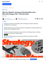 Vanguard Becomes Top Shareholder in Bitcoin-Powered MSTR