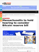 Massachusetts to hold hearing to consider Bitcoin reserve bill - The Crypto News Wire