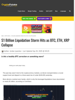 $1 Billion Liquidation Storm Hits as BTC, ETH, XRP Collapse